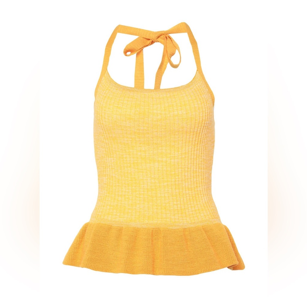 Yellow Ribbed Halter Top